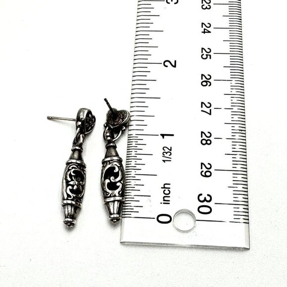 Brighton Flower Heart Filigree Chandelier Silver Plated Pierced Earrings - Picture 3 of 3